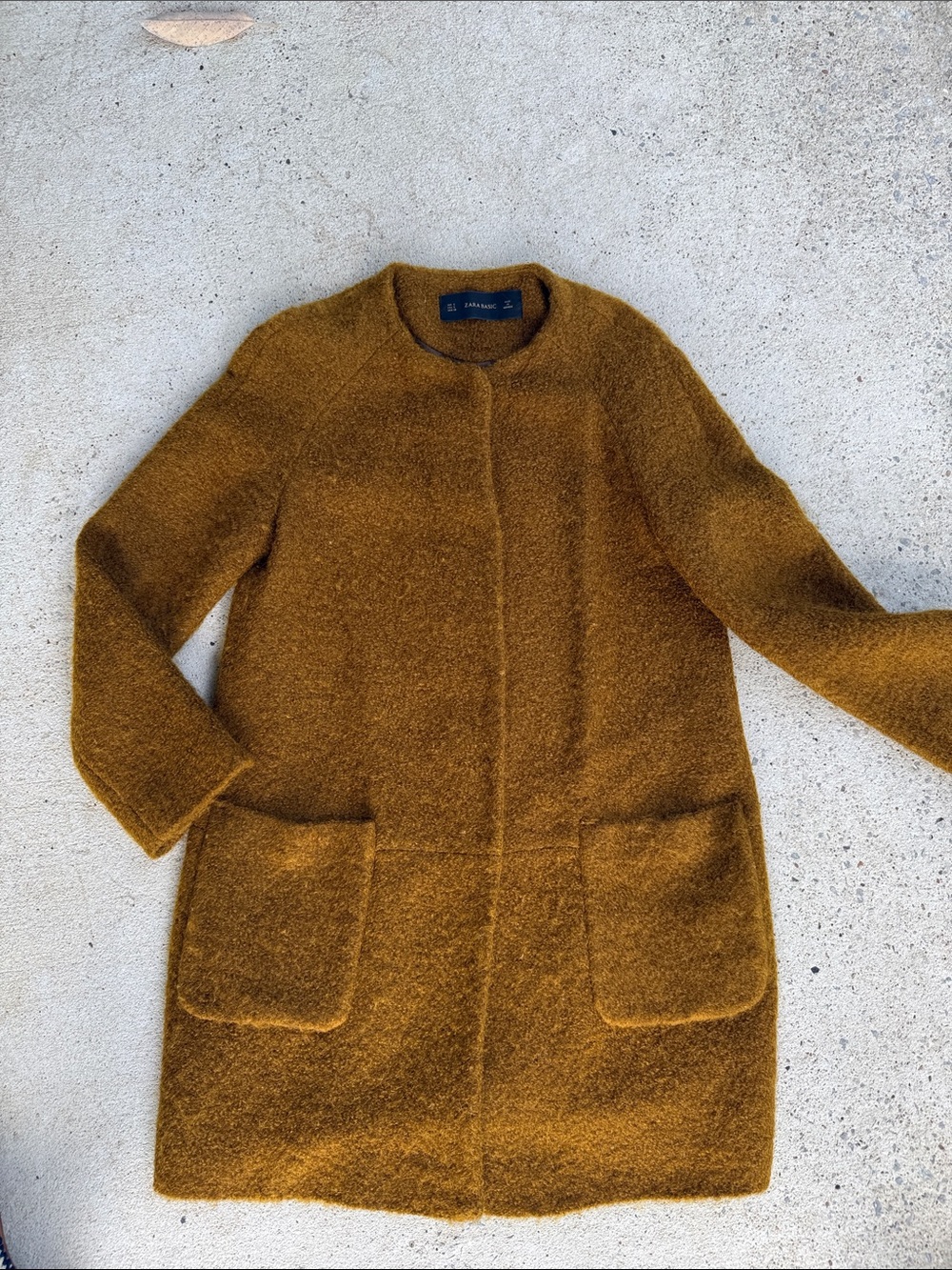 Zara Collarless Mohair Teddy Coat Size Small - Picture 5 of 12